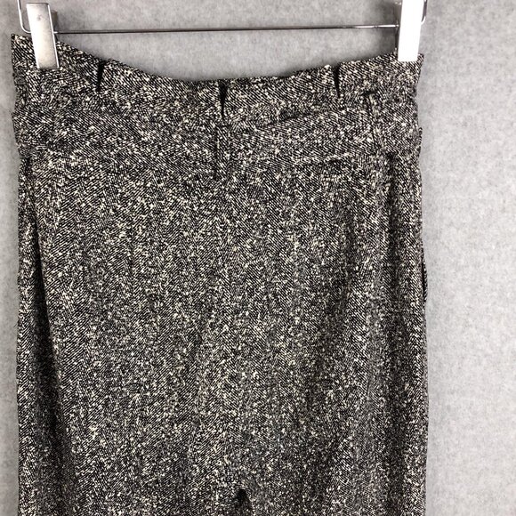 Express Ankle Super High Rise Paper Waist Grey Herringbone Pants Size 6R - Picture 3 of 7